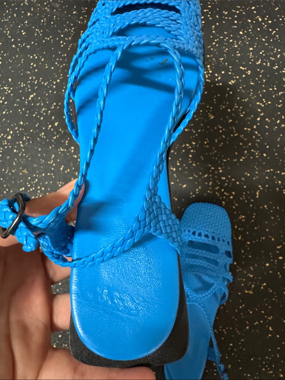 Hereu Barana Woven Mules - Bright Blue Leather Flats - Picture 6 of 9